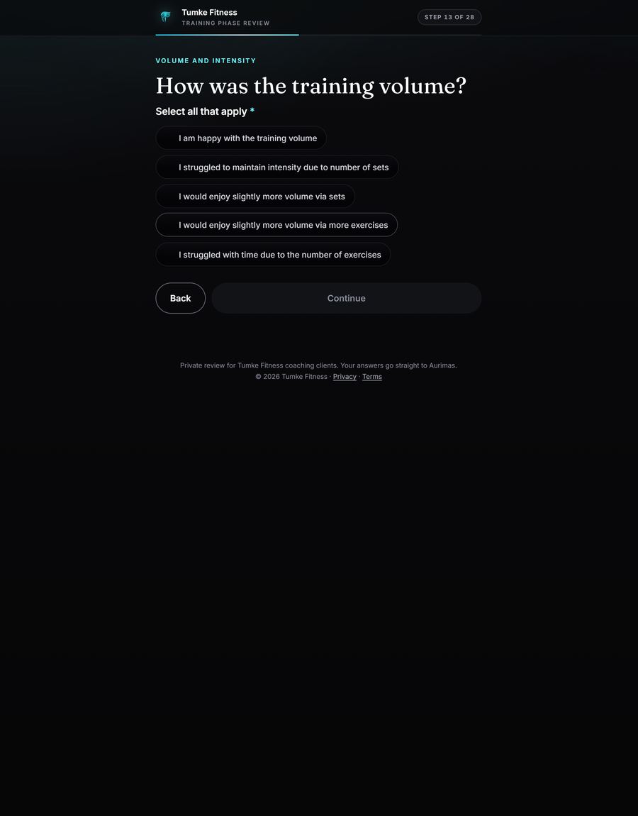 The progress review form