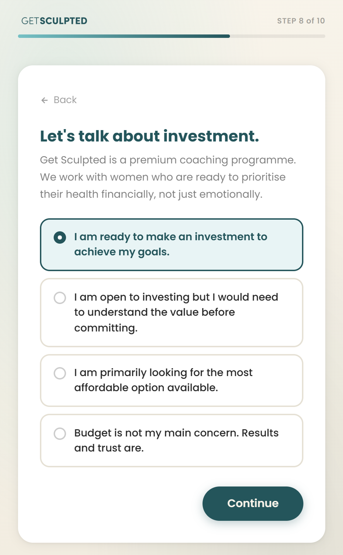 The readiness and investment step